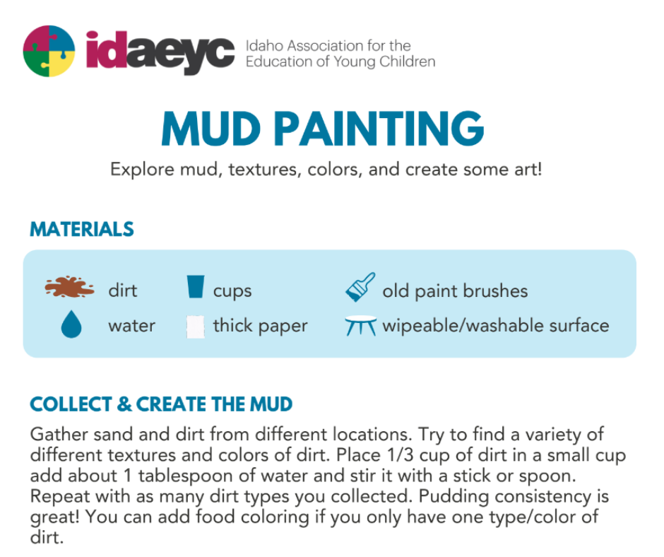 Mud painting activity sheet 