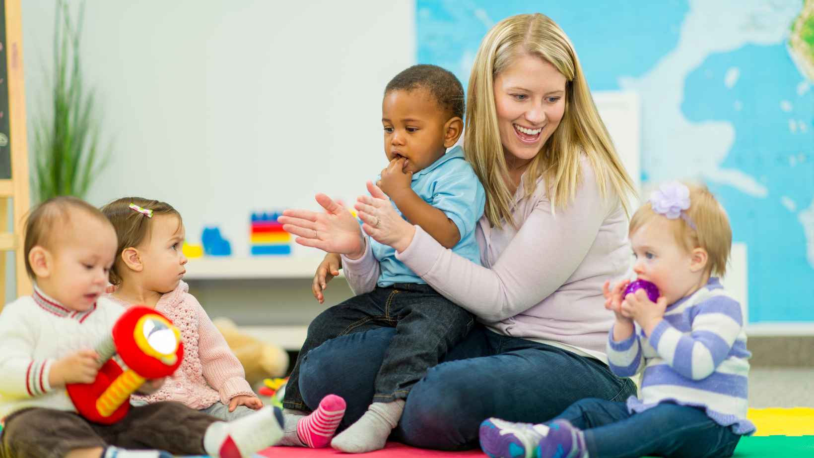 Early education professional working with young children 